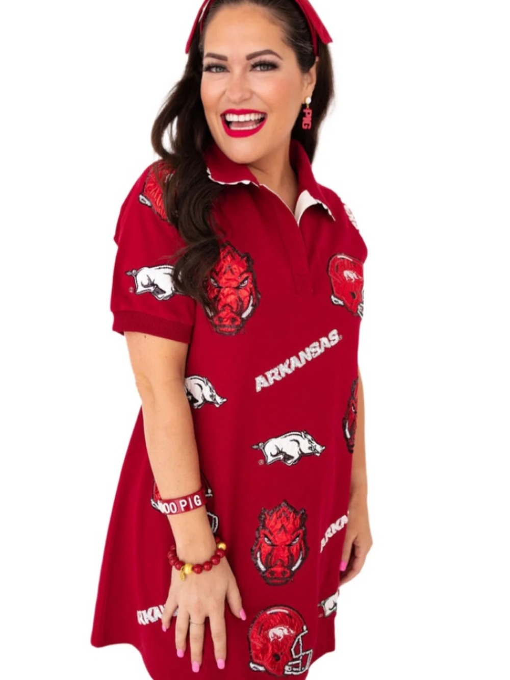 Scalloped Collar Arkansas Razorbacks Dress